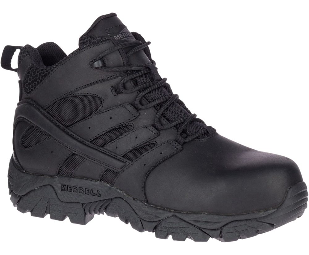 Merrell Boots Black - Moab 2 Mid Tactical Response Waterproof Comp Toe Wide Width - Mens 09AVKBTCW